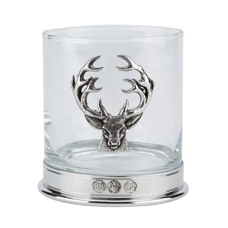 CB-WGST2 Handcrafted Scotland Stag Whisky Glass with Pewter Detailing Creative Irish Gifts