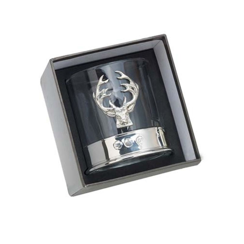 CB-WGST2 Handcrafted Scotland Stag Whisky Glass with Pewter Detailing Creative Irish Gifts