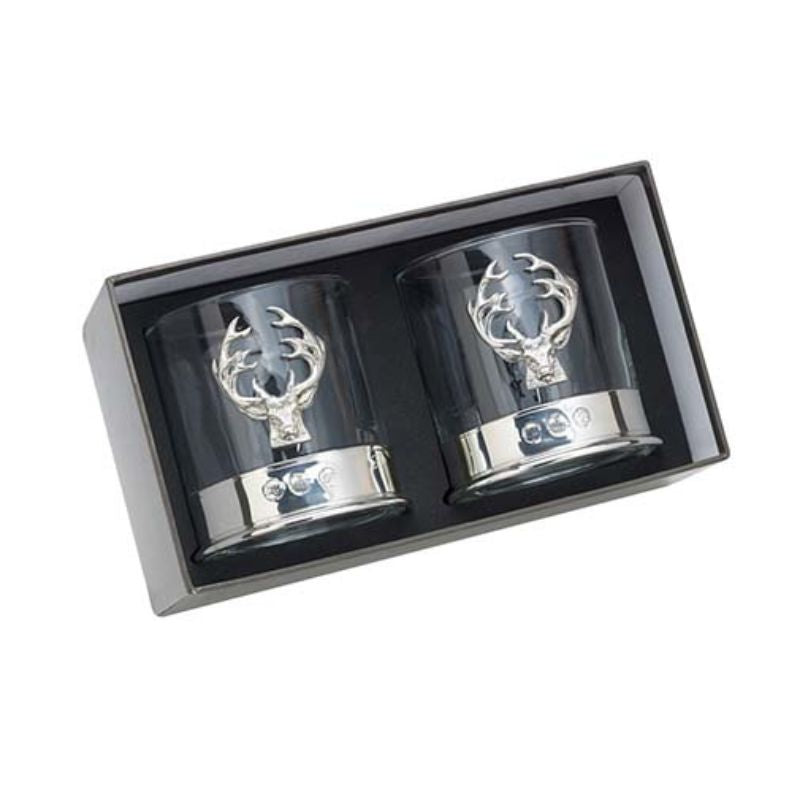 CB-WGST2 Handcrafted Scotland Stag Whisky Glass with Pewter Detailing Creative Irish Gifts