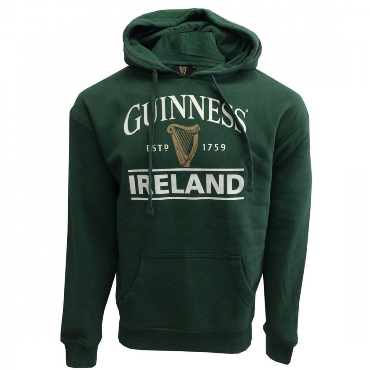 CB760-GRN Men's Authentic Guinness Hoodie, Bottle Green Front Creative Irish gift