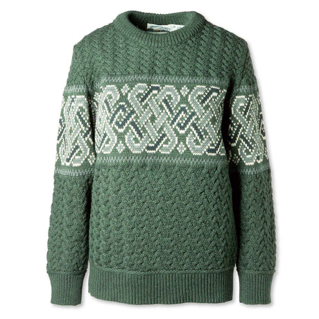 Aran Knit Unisex Sweater with Celtic Knotwork, Green - Creative Irish Gifts