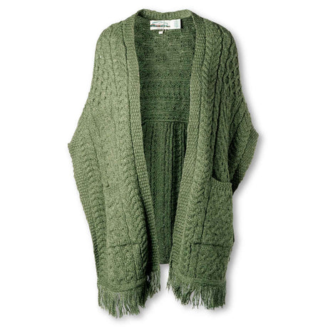 Aran Knit Shawl, Green - Creative Irish Gifts