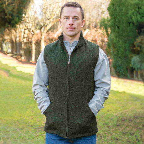 Tweed Zip Up Vest- Green - Creative Irish Gifts