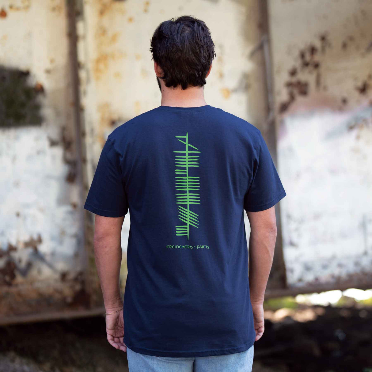 Ogham Faith T-Shirt, Navy - Creative Irish Gifts