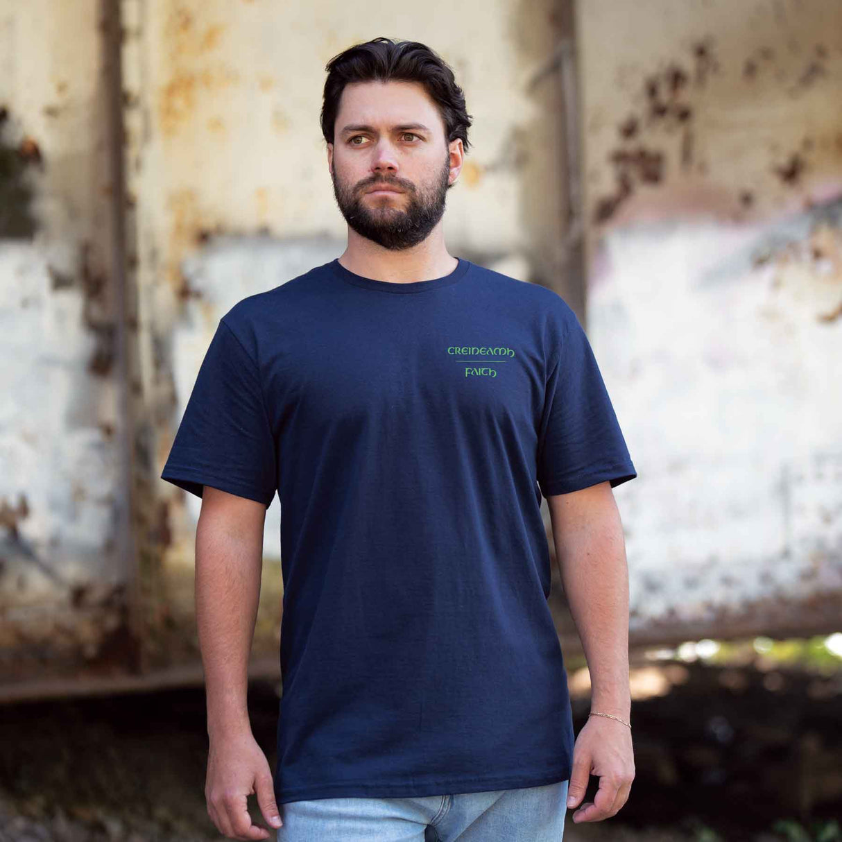 Ogham Faith T-Shirt, Navy - Creative Irish Gifts