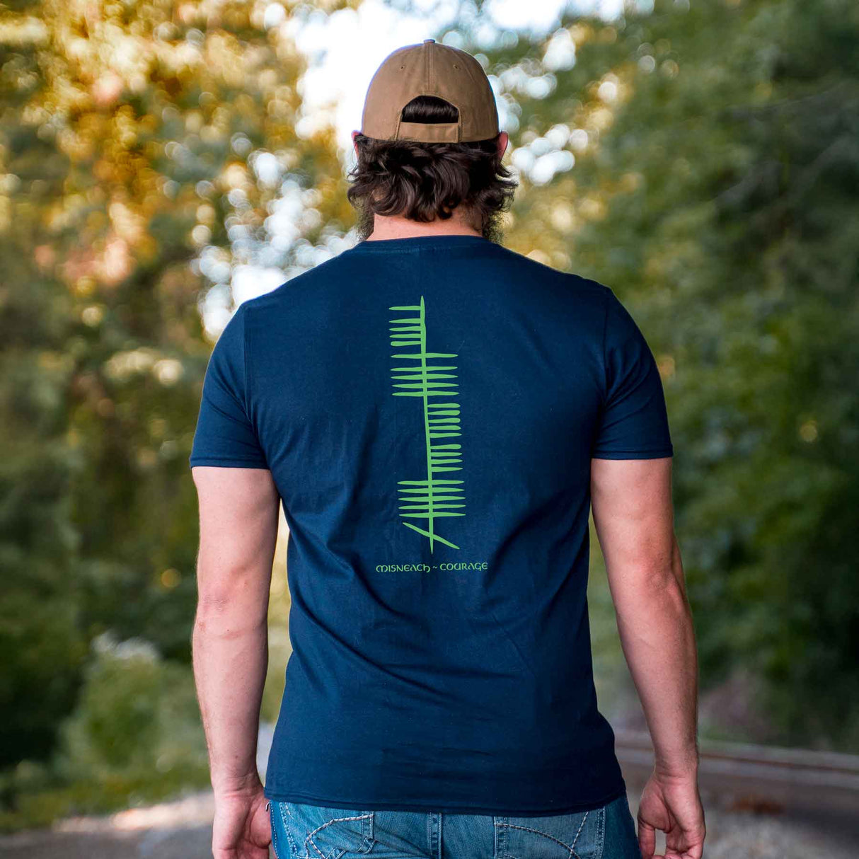 Ogham Courage T-Shirt, Navy - Creative Irish Gifts