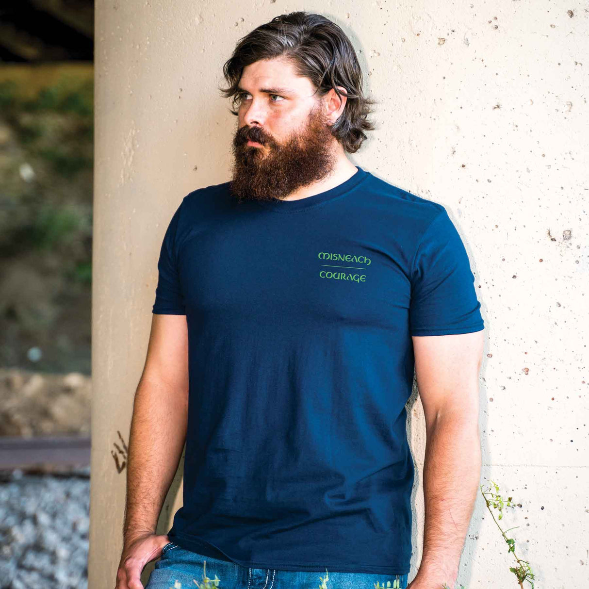 Ogham Courage T-Shirt, Navy - Creative Irish Gifts