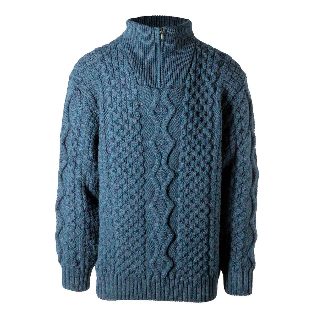 Men's Shawl Collar Fisherman Sweater, Ocean Blue - Creative Irish Gifts
