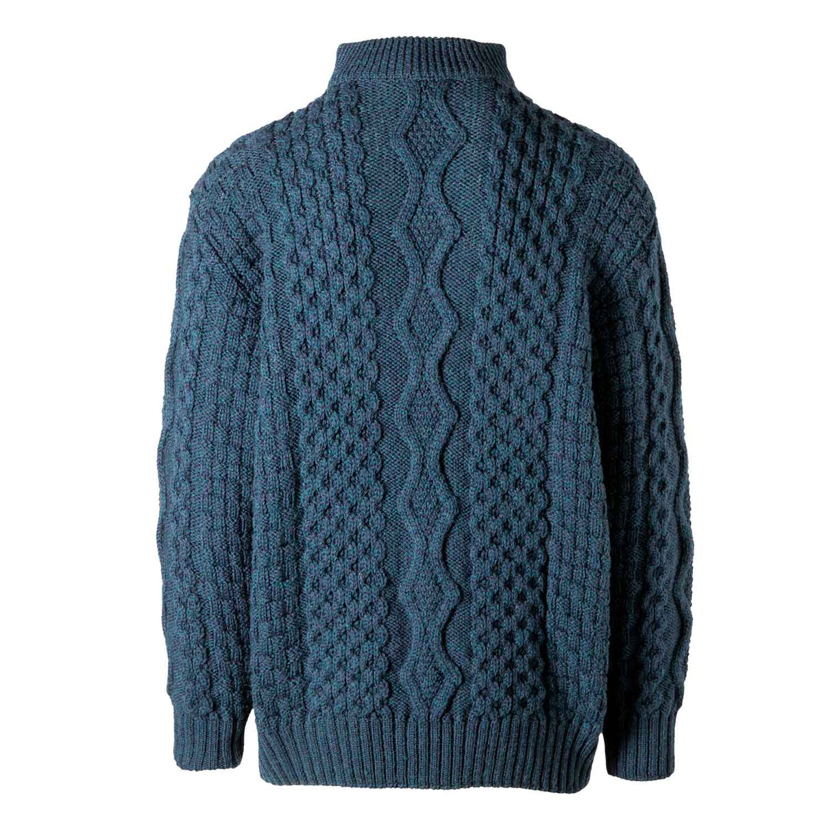 Men's Shawl Collar Fisherman Sweater, Ocean Blue - Creative Irish Gifts