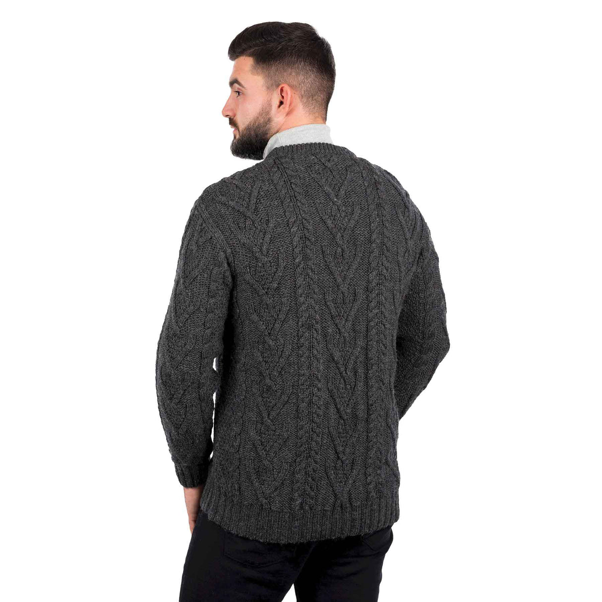 Men's Merino Aran Sweater, Charcoal - Creative Irish Gifts