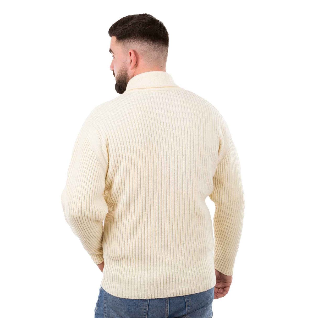 Men's Shawl Collar Fisherman Sweater, Natural - Creative Irish Gifts