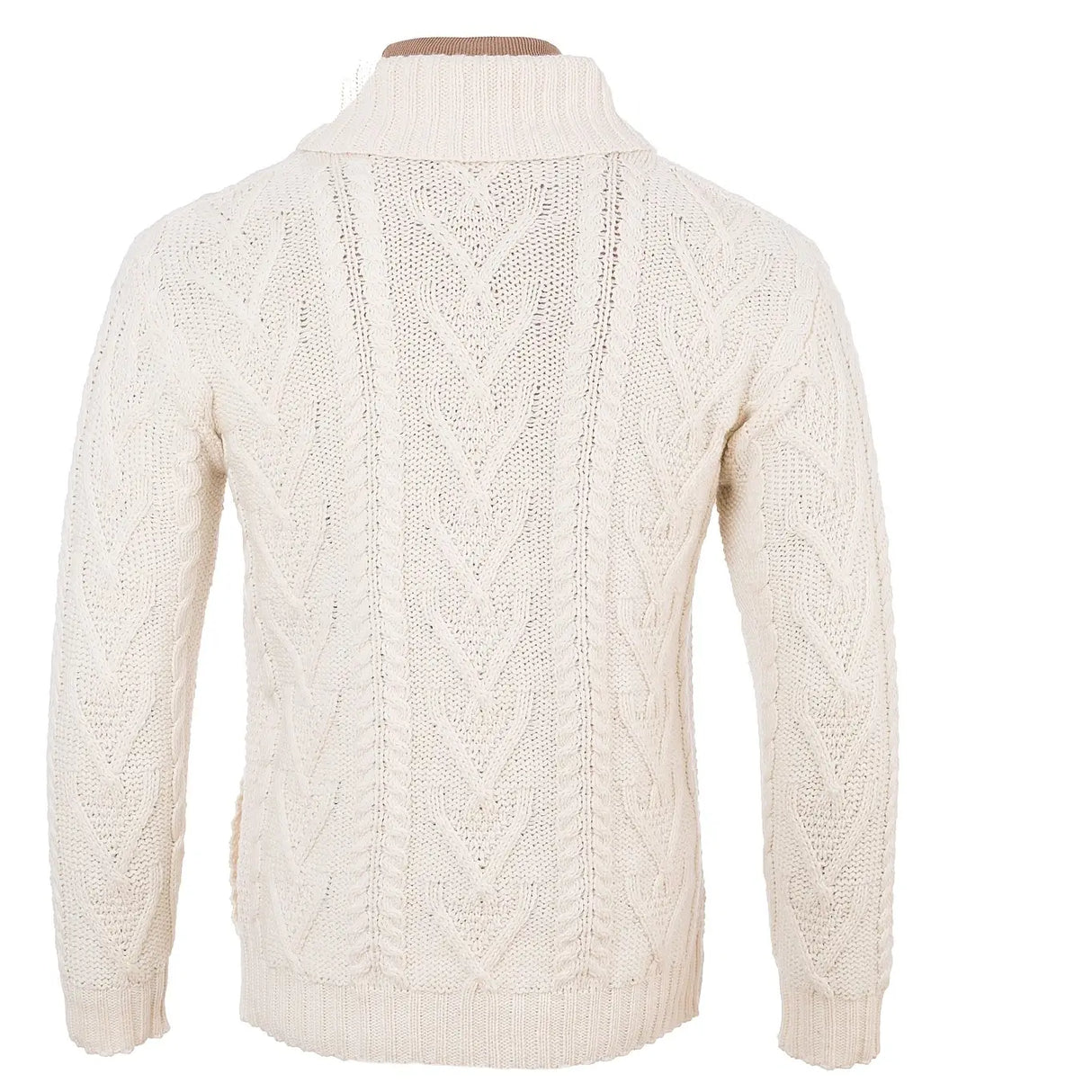 CG714 Men’s Irish Shawl Collar Single Button Sweater Natural Back Creative Irish Gifts