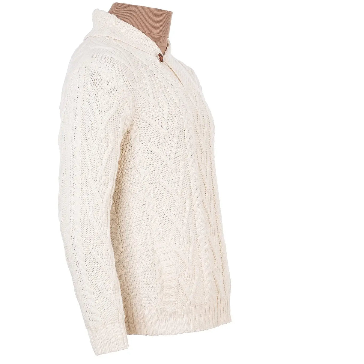 CG714 Men’s Irish Shawl Collar Single Button Sweater Natural Creative Irish Gifts