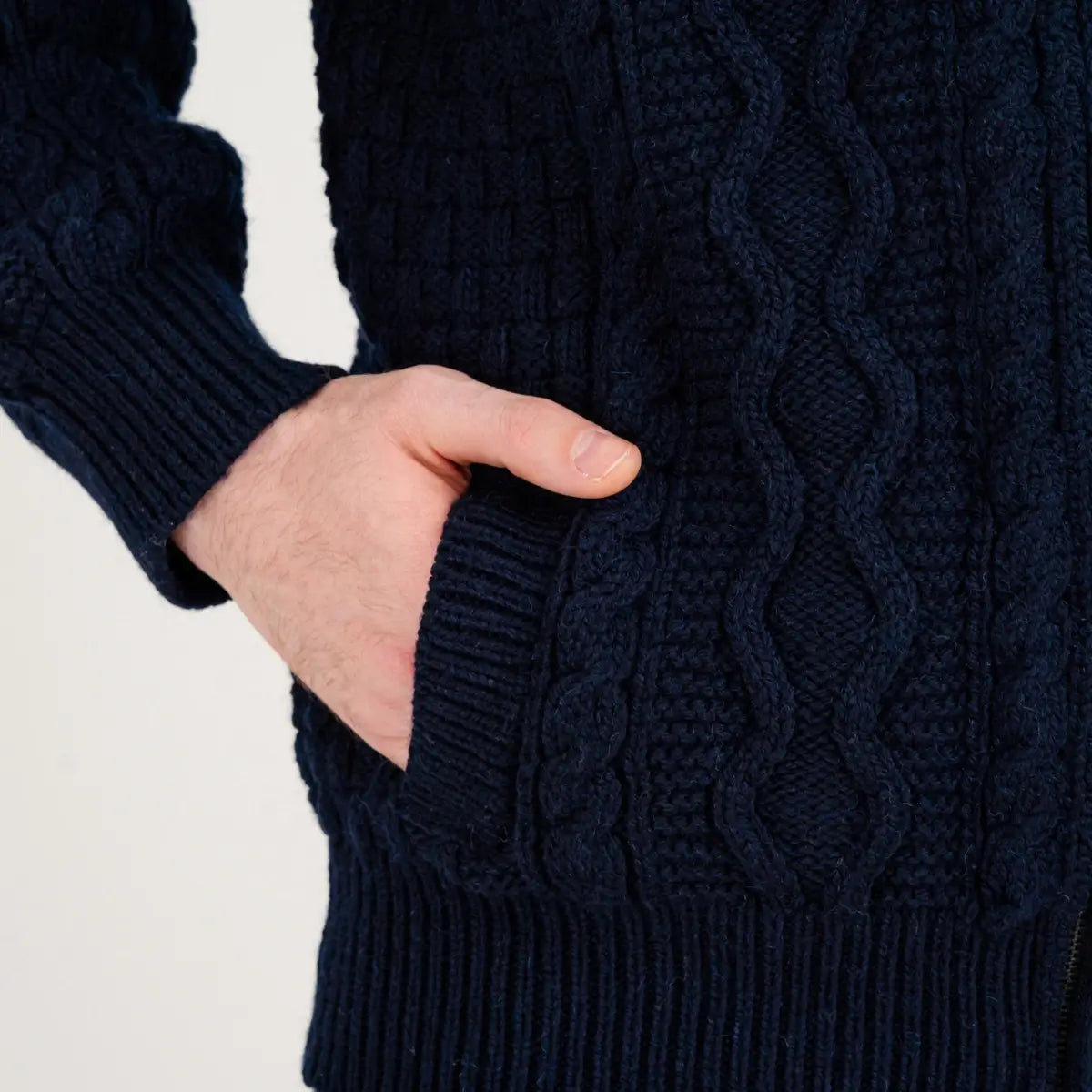 CG718 Men's Shawl Neck Zipper Knit Cardigan Navy Creative Irish Gifts