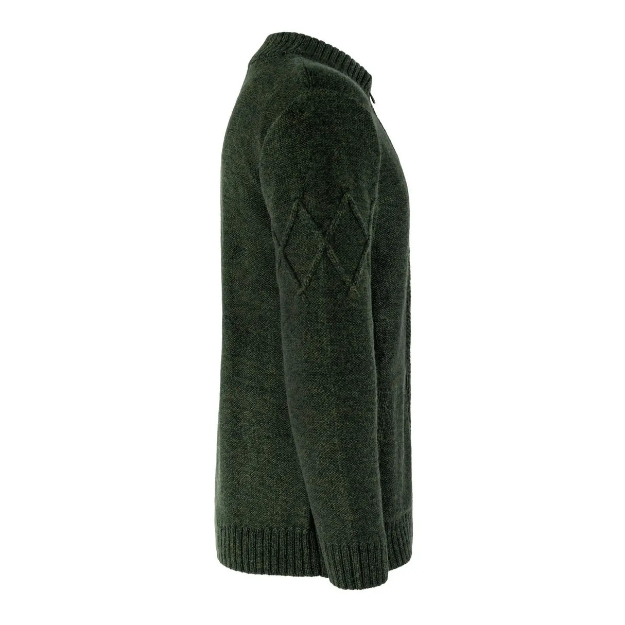 CG720 Men's Full Zip Cable Knit Cardigan Army Green Side Creative Irish Gifts