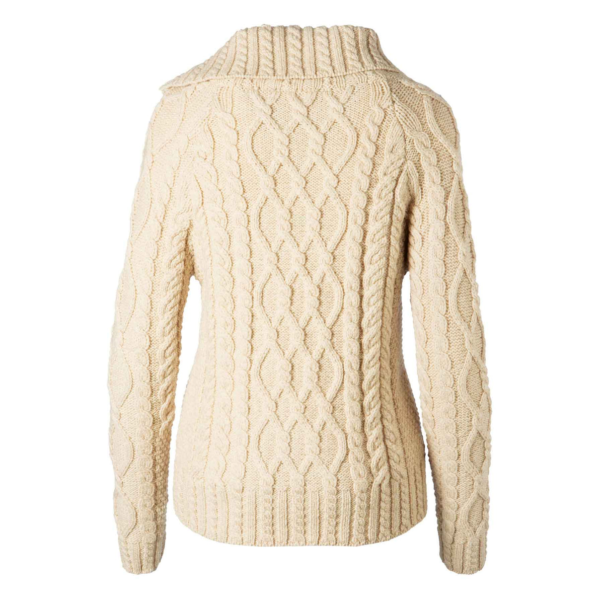 Women's Zipper Neck Aran Knit Sweater, Parsnip - Creative Irish Gifts