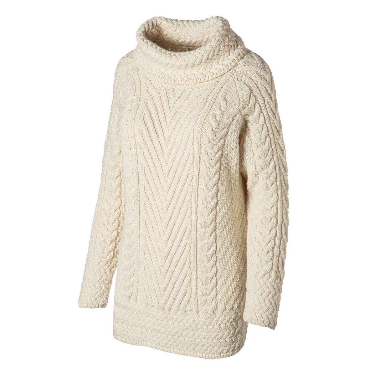 Women's Cowl Neck Sweater, Natural - Creative Irish Gifts