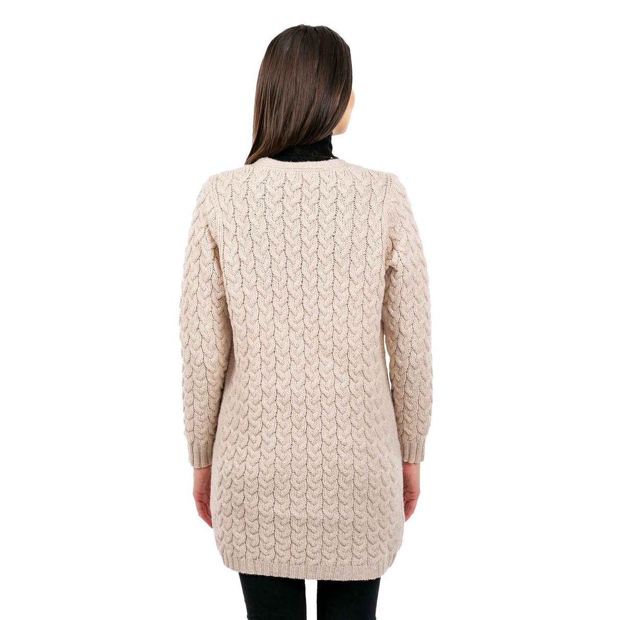 Women's Aran Knit Icon Cardigan Coat, Parsnip - Creative Irish Gifts