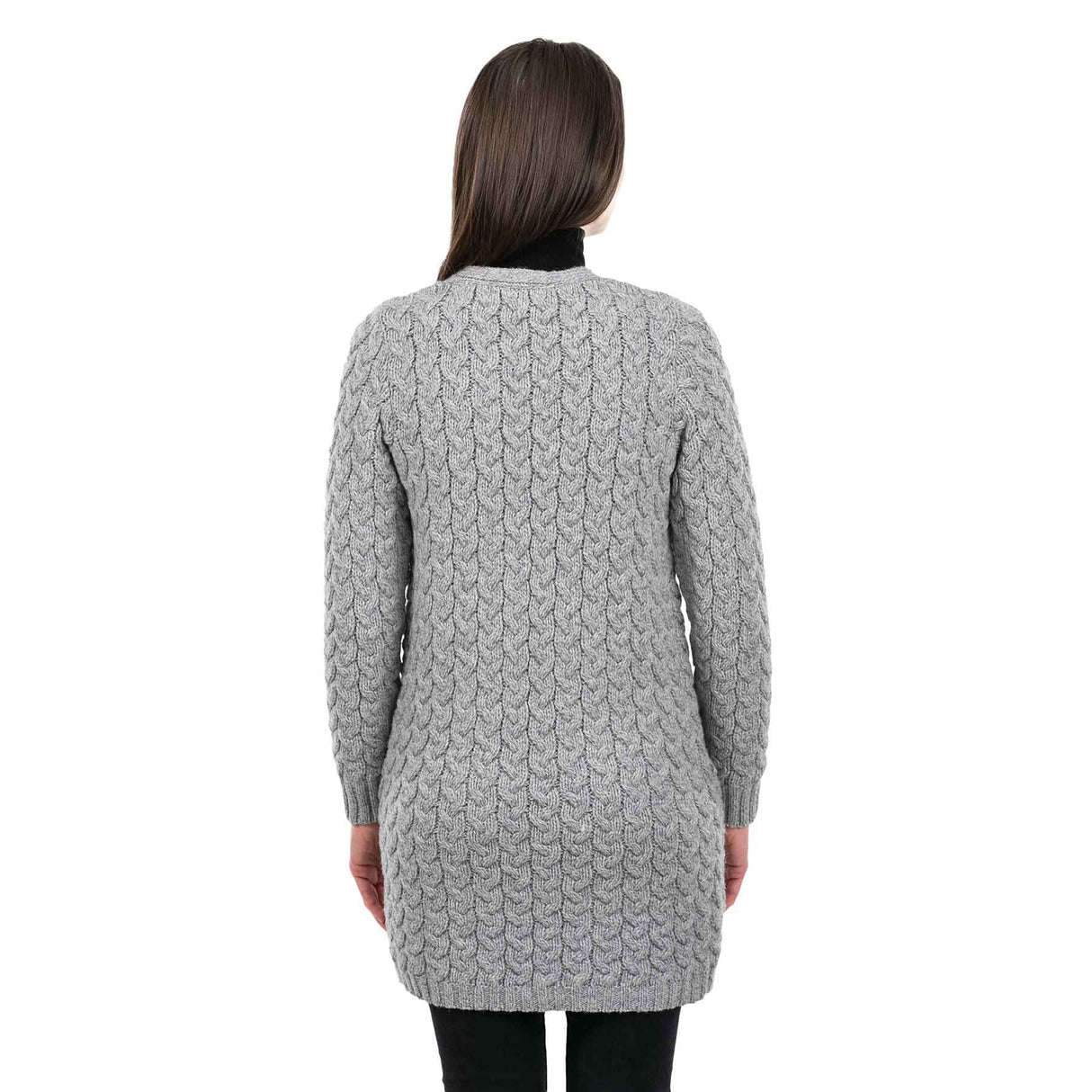 Women's Aran Knit Icon Cardigan Coat, Grey - Creative Irish Gifts