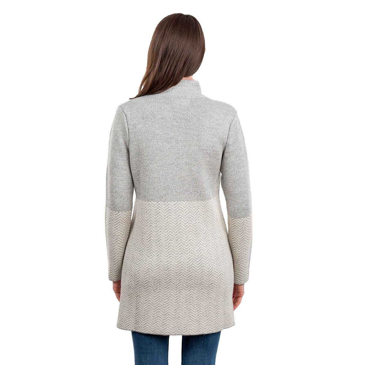 Women's Aran Knit Herringbone Coat, Grey - Creative Irish Gifts
