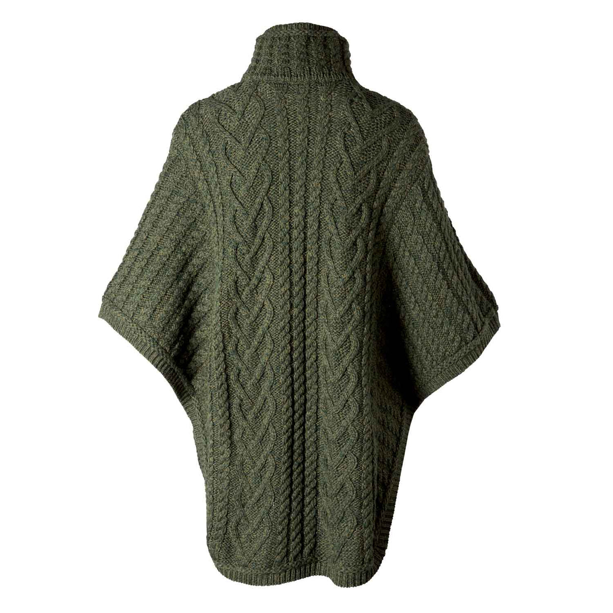 Women's Funnel Neck Poncho Jacket, Army Green - Creative Irish Gifts