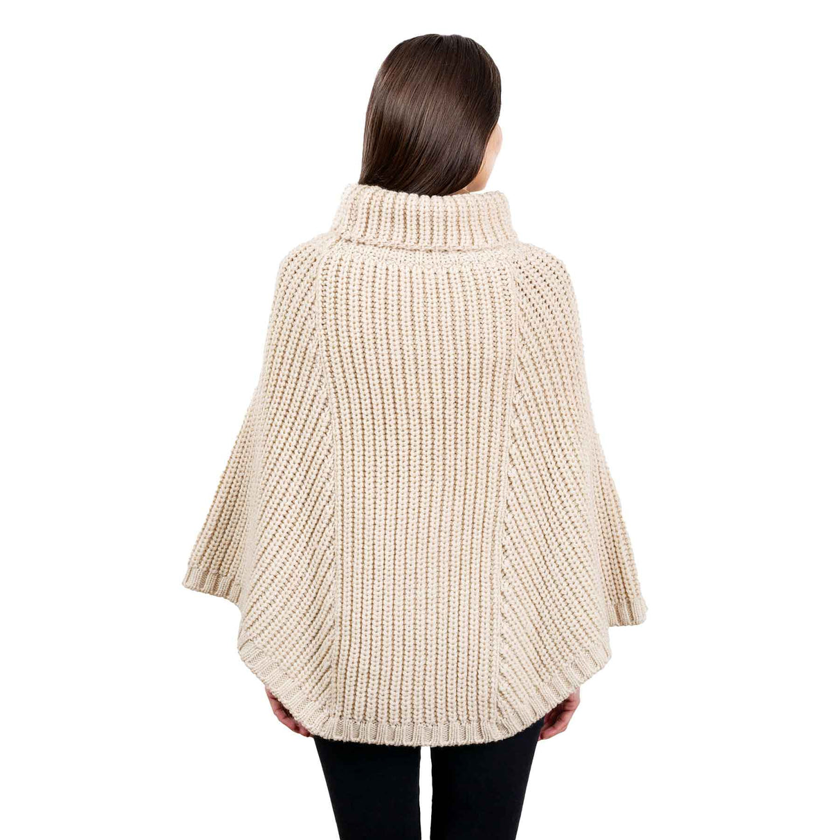 Women's Cable Knit Poncho, Parsnip - Creative Irish Gifts