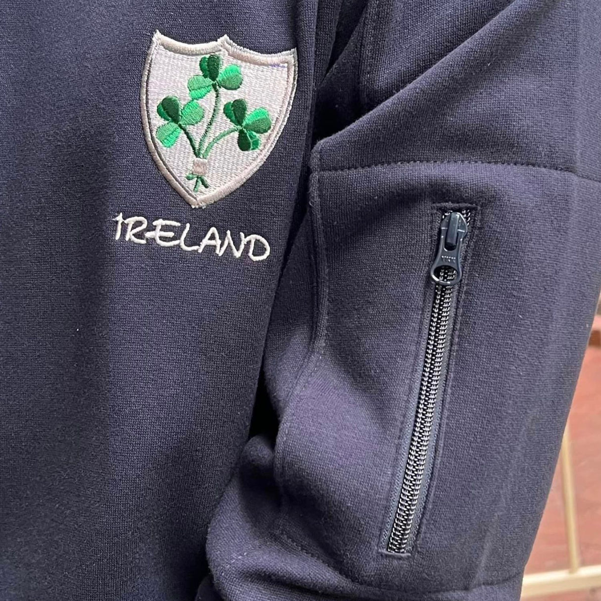 CG901-NVYMD Embroidered Men's Live for Rugby Irish Sweatshirt Side View Creative Irish Gifts.com