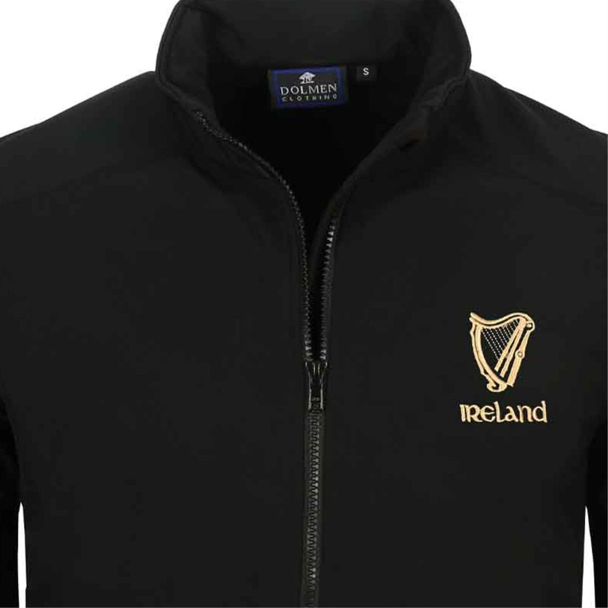 CG925-BLKMD Embroidered Ireland Harp Full Zip Sweatshirt, Black Creative Irish Gifts.com