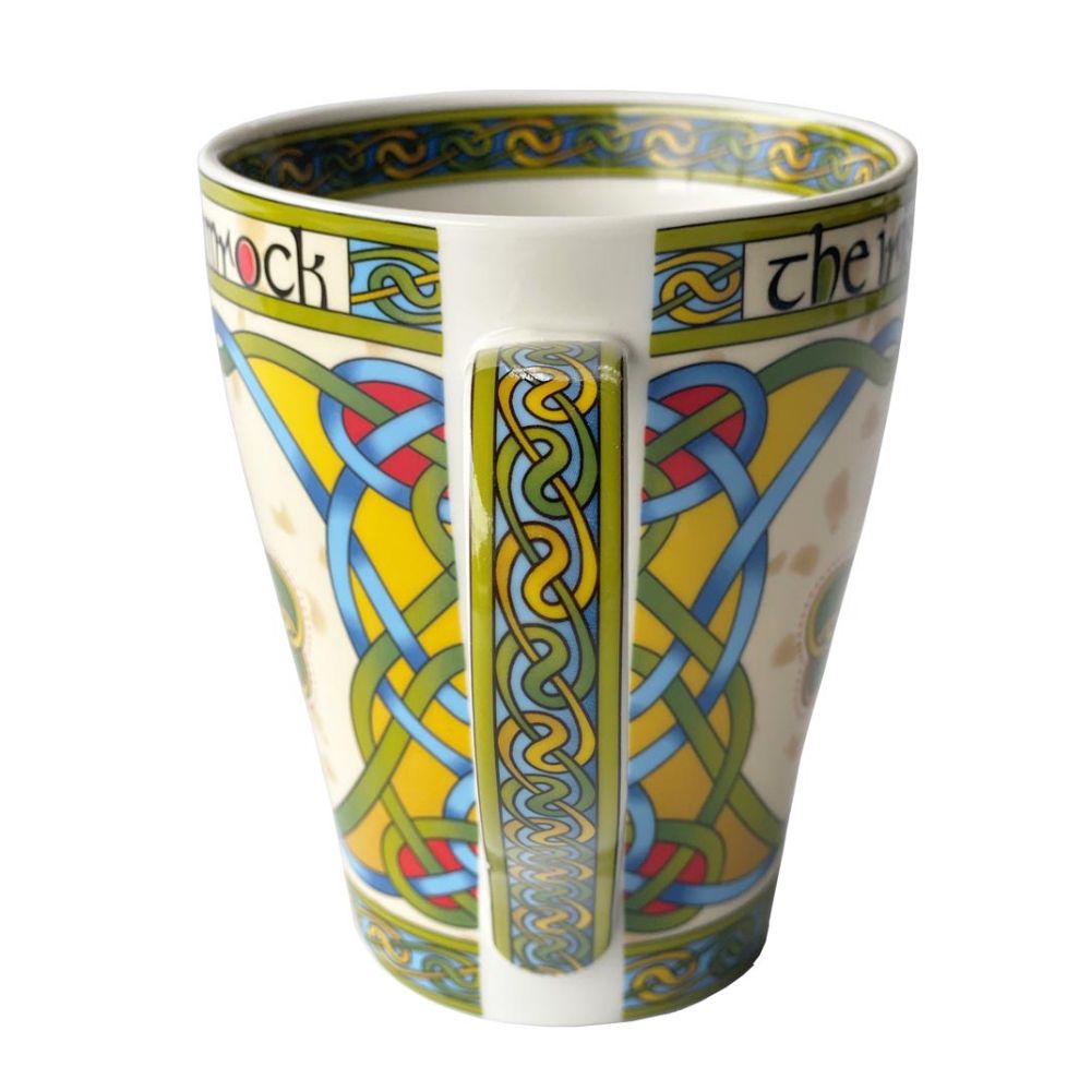 Colorful Bone China Mug with Irish Shamrock Back View Creative Irish Gifts