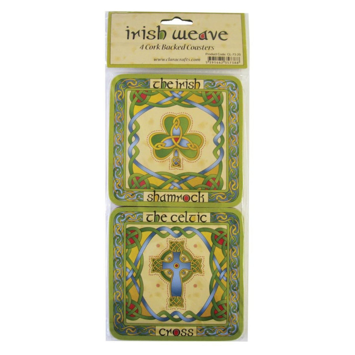 CL-73-20 Cork Back Ireland Coasters Set of 4 Packaging Creative Irish Gifts
