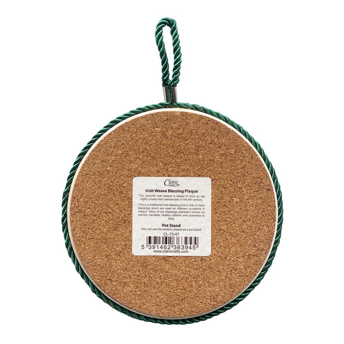 CL-73-47 Traditional Irish Blessing Rope Plaque Creative Irish Gifts
Back View