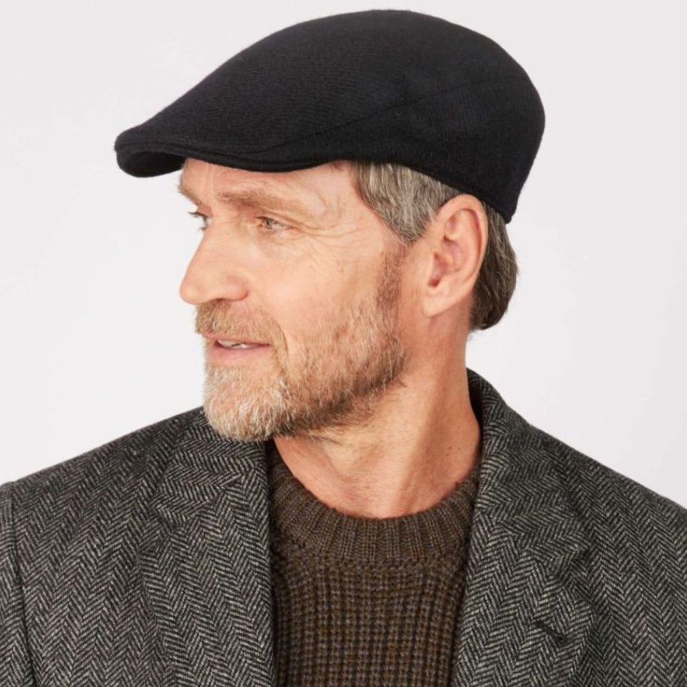 Men's Handcrafted Donegal Tweed Driving Cap Black Creative Irish Gift