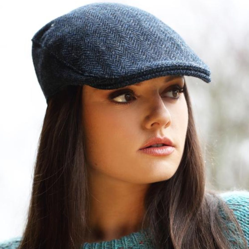 Men's Handcrafted Donegal Tweed Driving Cap Navy Lifestyle Creative Irish Gift