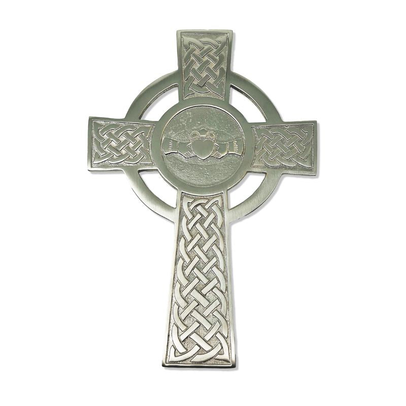 Brass Claddagh Celtic Cross Satin Nickel Creative Irish Gift