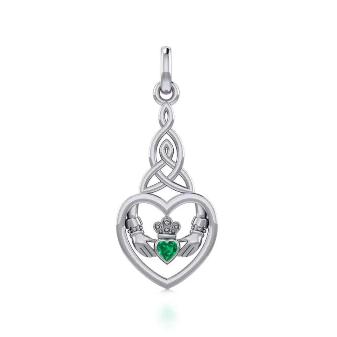 EI-JL-Set33-EG Silver Claddagh Green Garnet Necklace Creative Irish Gifts