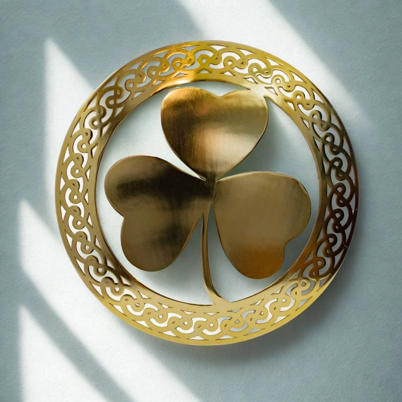 EWH125-PB Shamrock Wall Hanger- Brass Creative Irish Gifts