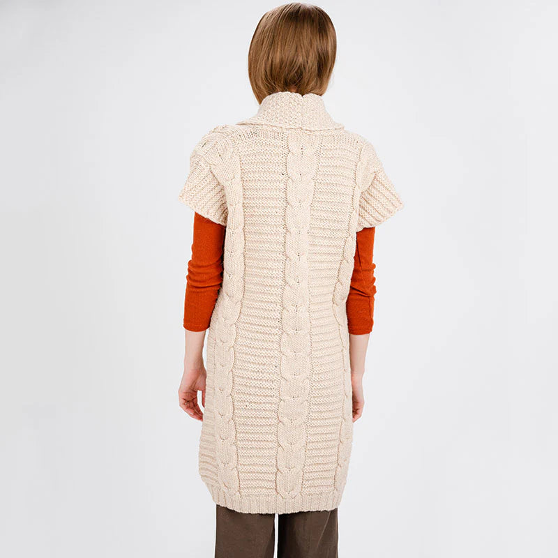 FL177-609 Ladies Virgin Wool Aran Cardigan Back Creative Irish gift