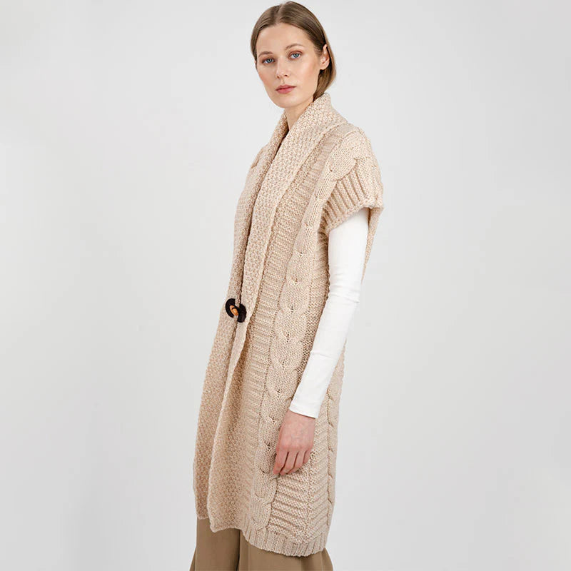 FL177-609 Ladies Virgin Wool Aran Cardigan Creative Irish gift