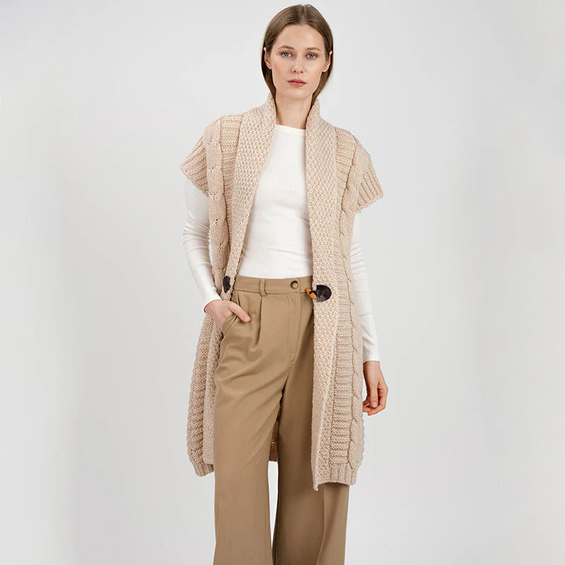 FL177-609 Ladies Virgin Wool Aran Cardigan Creative Irish gift.com