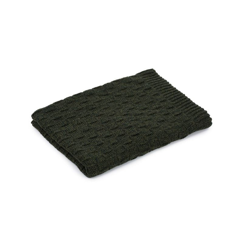 Aran Checkered Throw Blanket Green Creative Irish Gifts