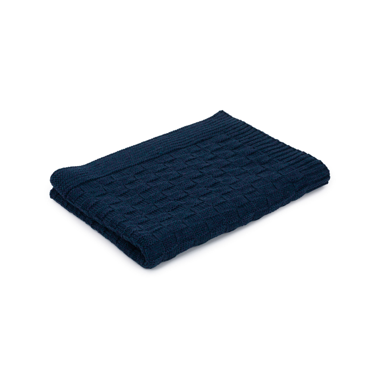 FT192-610-OS Aran Checkered Throw Blanket- Blue Creative Irish Gifts