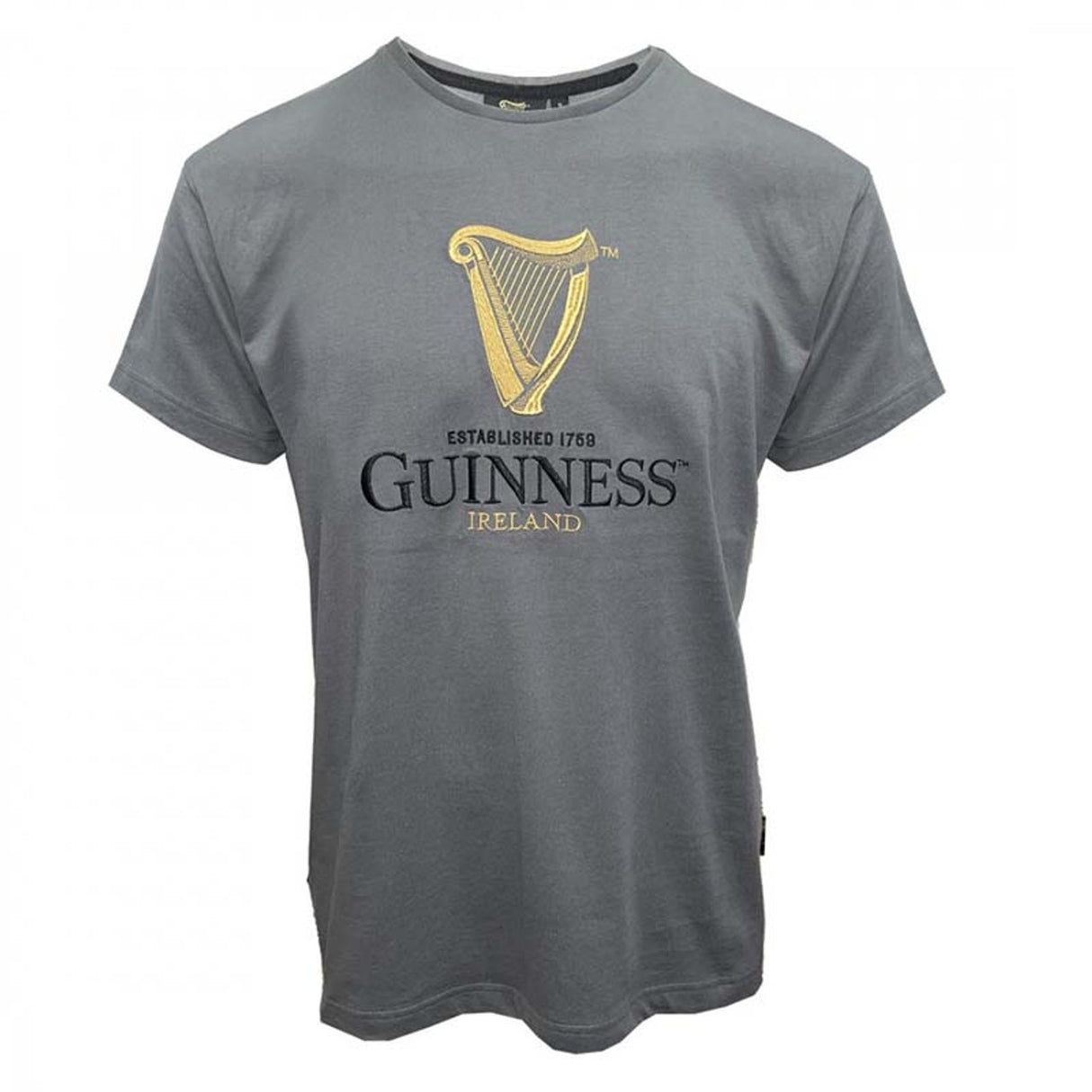 G1339 Guinness Harp Embroidery Cotton T-Shirt Creative Irish Gifts Front View