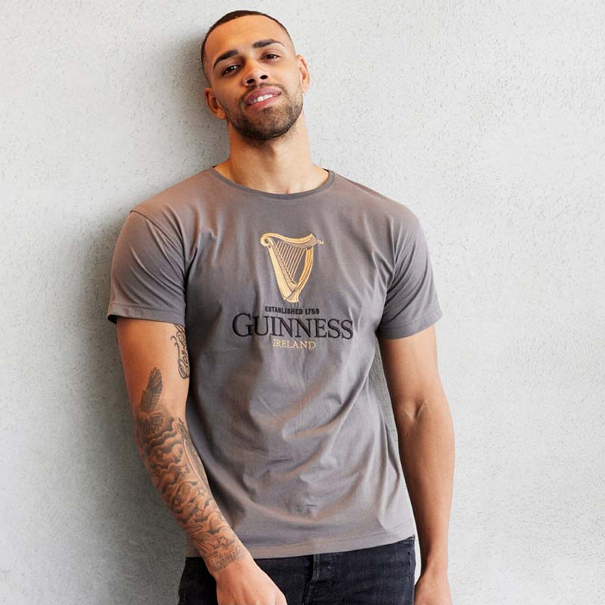 G1339 Guinness Harp Embroidery Cotton T-Shirt Creative Irish Gifts