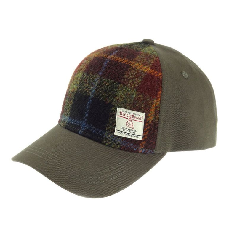 Handwoven Scottish Harris Tweed Baseball Rust Check Cap Creative Irish Gift