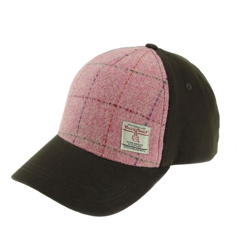 Handwoven Scottish Harris Tweed Baseball Cap Pink Creative Irish Gift