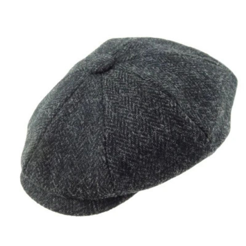 Harris Tweed Shelby Newsboy 8-Piece Cap CHARCOAL Creative Irish Gifts