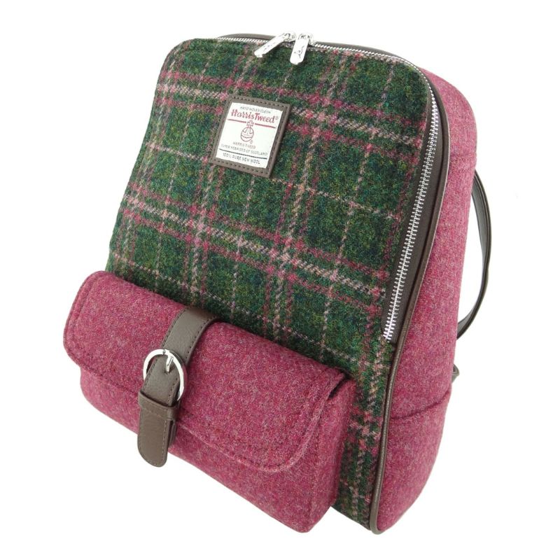 Tartan Harris Tweed Naver Backpack Dark Green Creative Irish Gifts