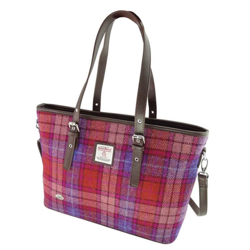 Ladies Harris Tweed Large Shoulder Bag, Orange Purple Creative Irish Gift