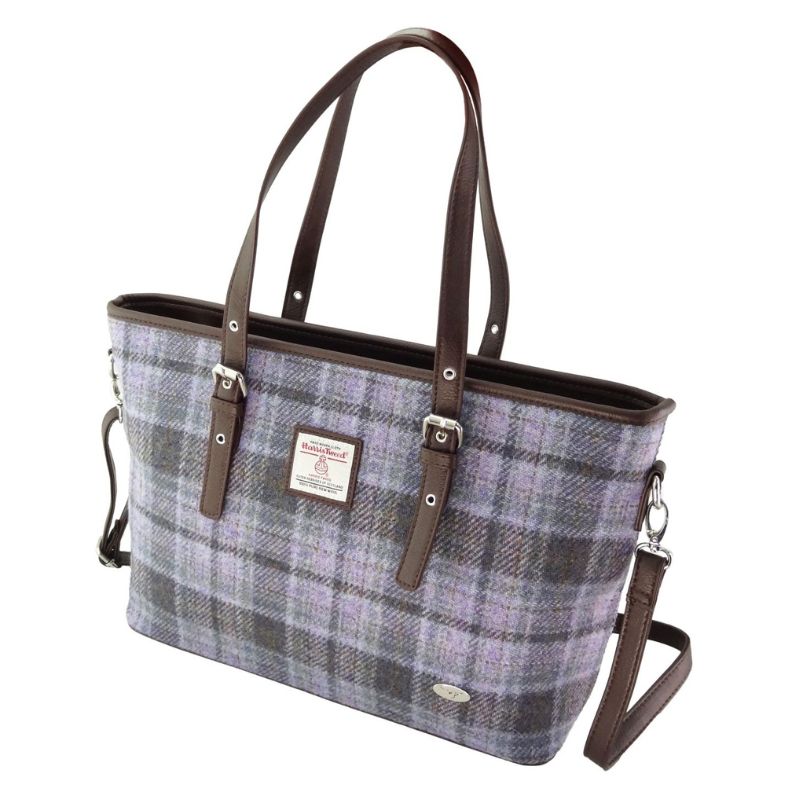 Ladies Harris Tweed Large Shoulder Bag, Soft Purple Creative Irish Gift