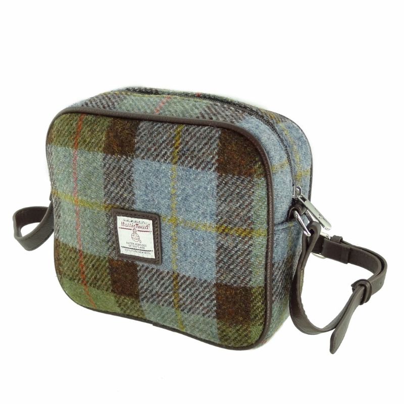 Harris Tweed & Leather Messenger Bag with Tartan Pattern Macleod Creative Irish Gifts